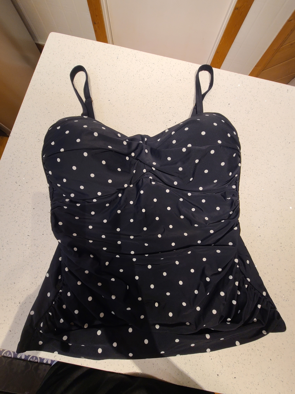 Black Polka Dot Swim Tankini with Adjustable Straps